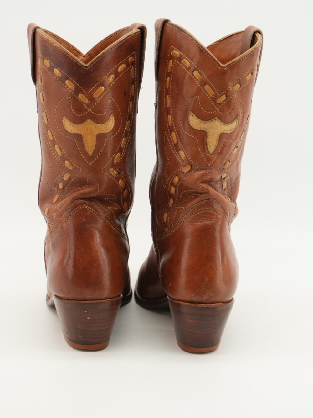 Vintage Leather Cowboy Boots Decorative Western Cowgirl Boots size 10 - Picture 10 of 15